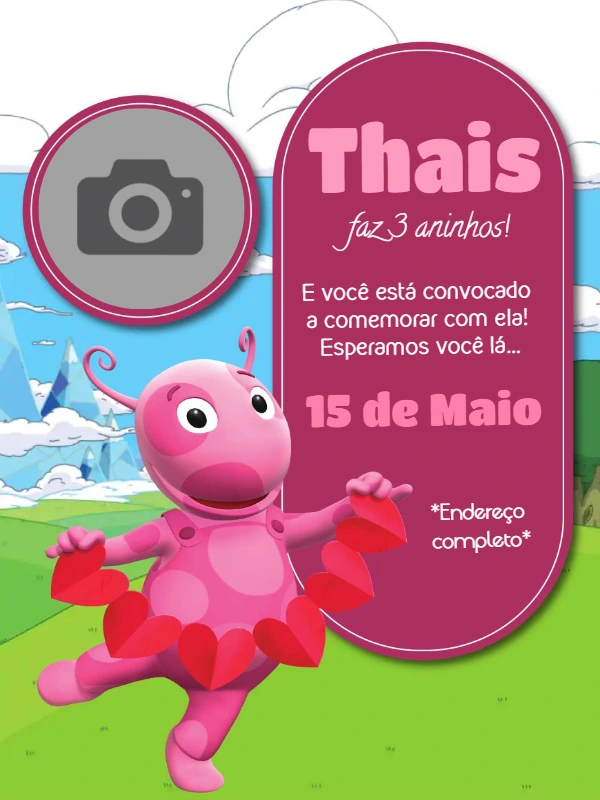 Convite de Aniversário Backyardigans com Foto para Editar