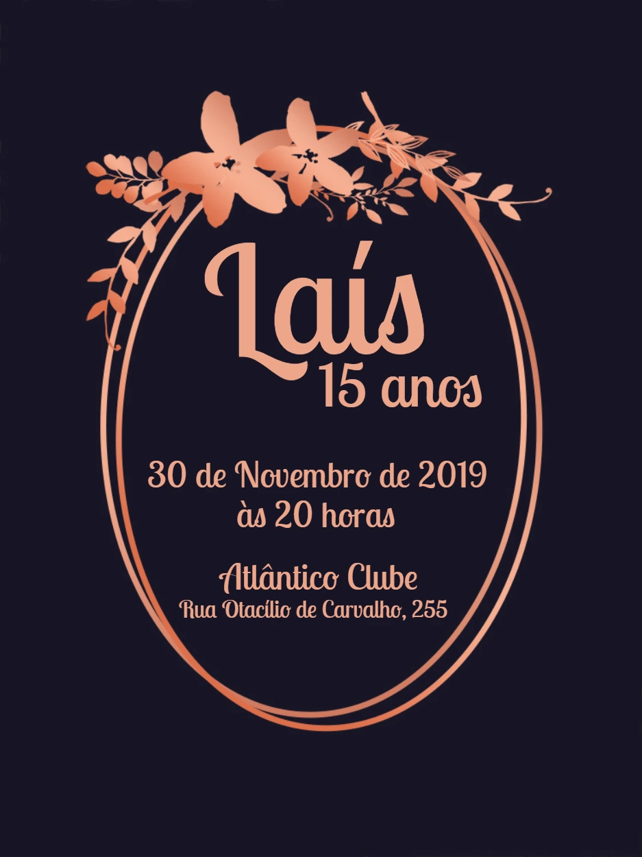 Convite de 15 anos Rose Gold Floral para Editar Online