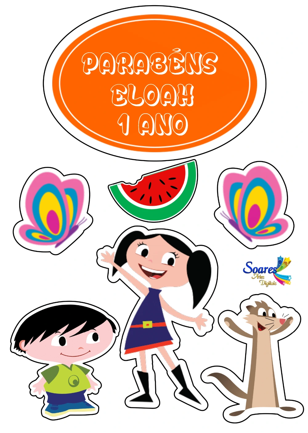 Topo de Bolo Aniversário Show da Luna para Editar Online