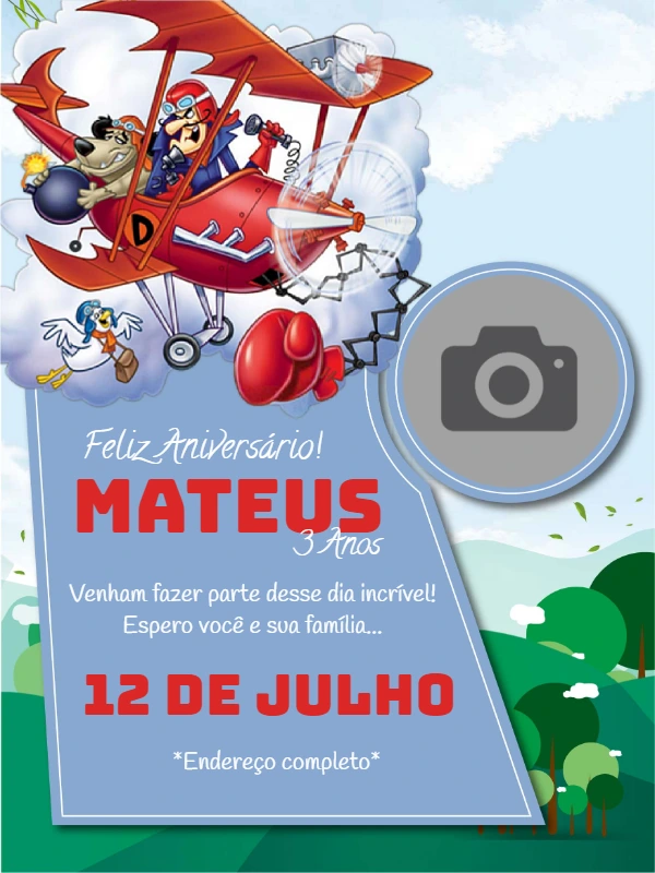 Convite Aniversário Corrida Maluca com Foto para Editar Online