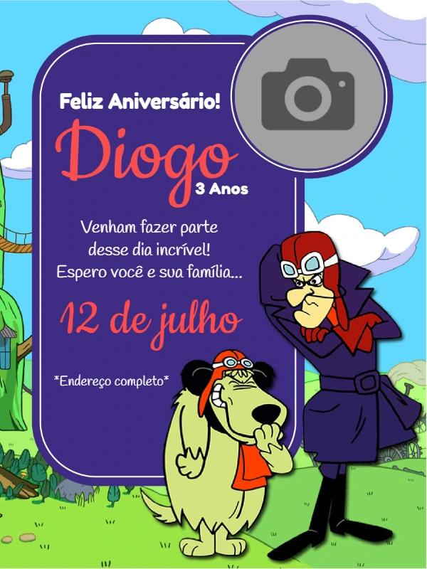 Convite Aniversário Corrida Maluca com Foto para Editar Online