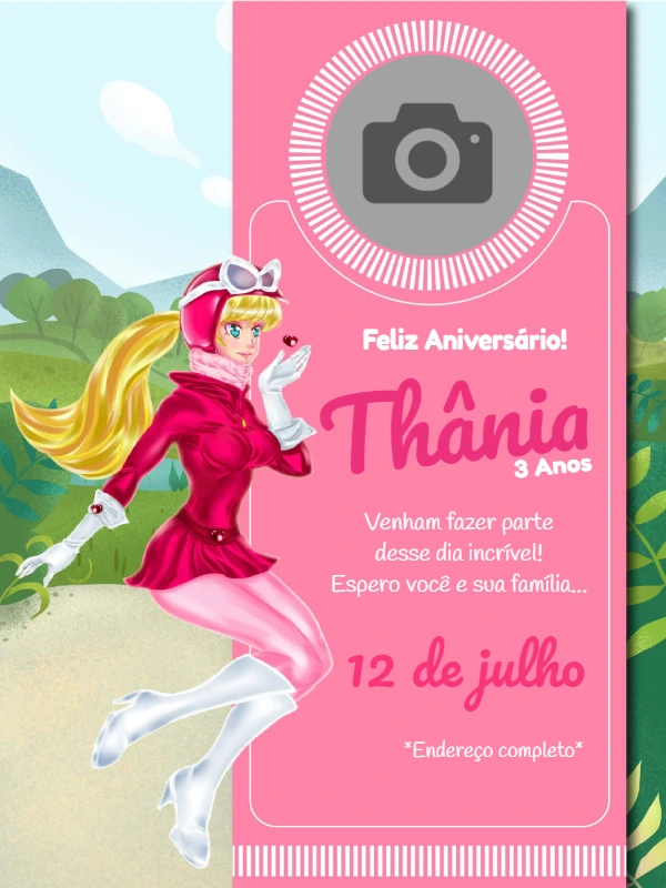 Convite Aniversário Penélope Charmosa com Foto para Editar