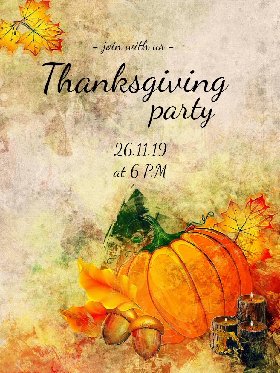 Watercolor Thanksgiving Invitation to Edit Online