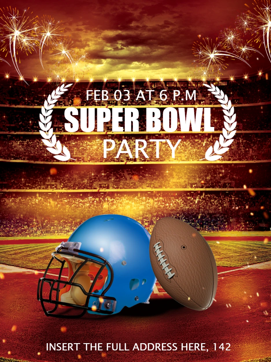 Convite para Festa Super Bowl de Futebol Americano para Editar