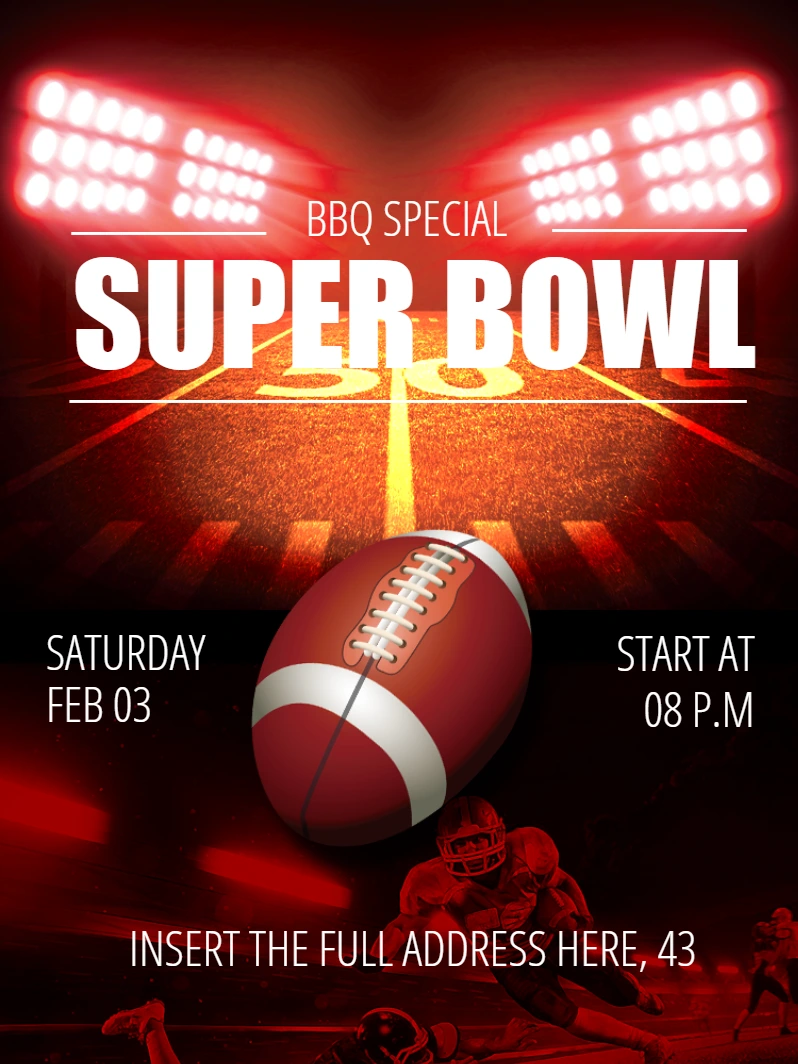 Convite Super Bowl Futebol Americano para Editar Online
