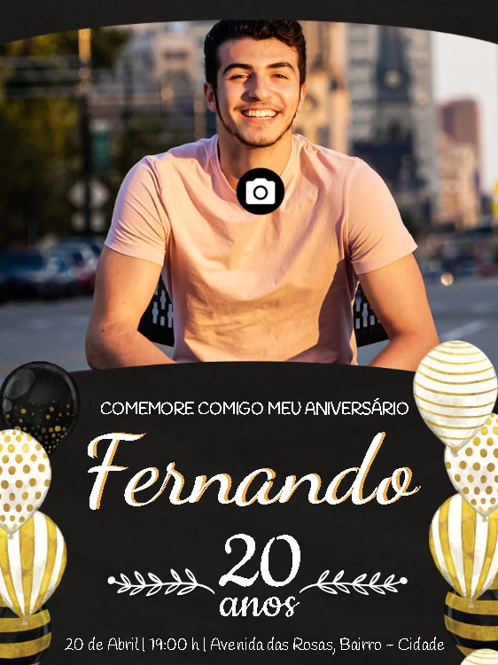 Convite de Aniversário Masculino com Foto para Editar Online