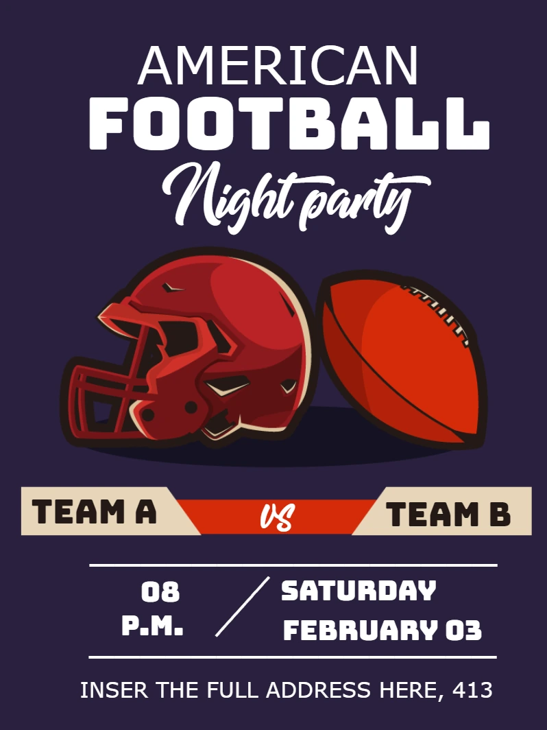 American Football Party Invitation with Helmet to Edit Online