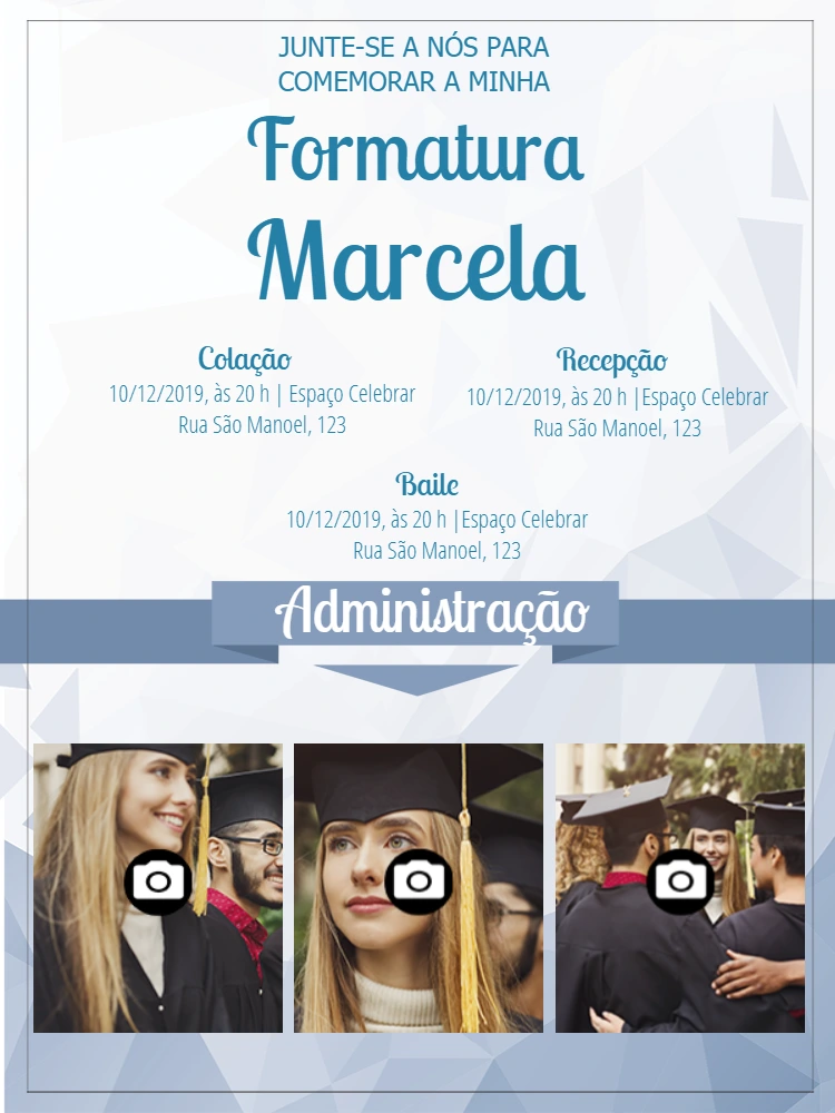Convite de Formatura com Foto para Editar Online