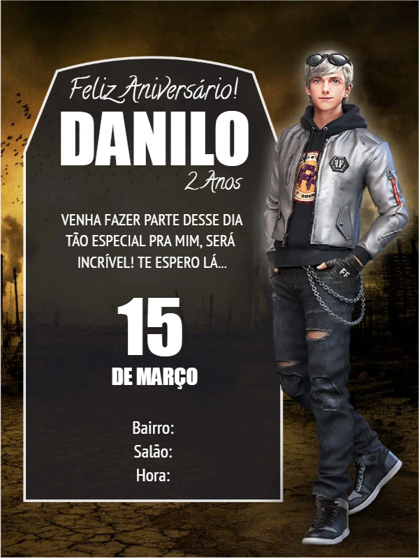 Convite de Aniversário Free Fire para Editar Online