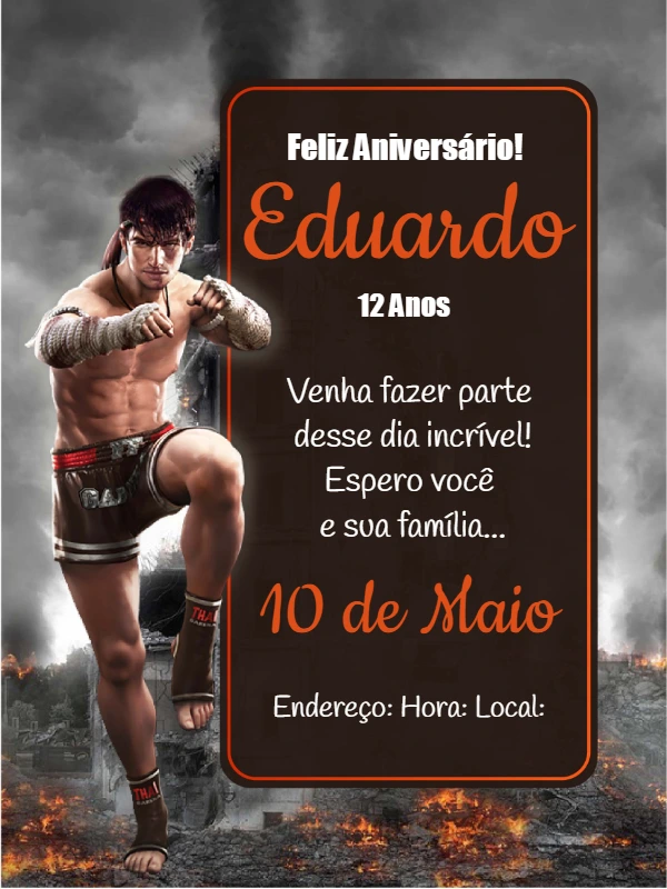Convite de Aniversário Free Fire com Personagem para Editar