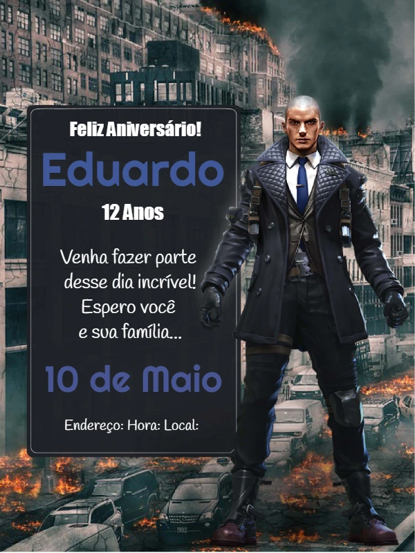 Convite de Aniversário Free Fire Editável Online