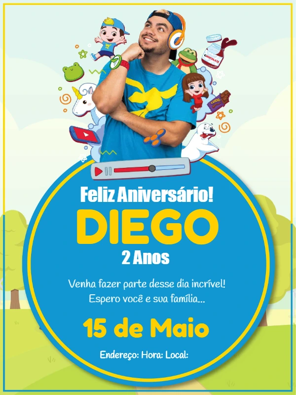 Convite de Aniversário Luccas Neto para Editar Online