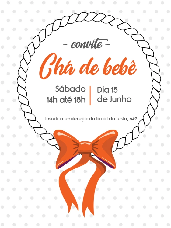 Convite de Chá de Bebê Minimalista com Laço para Editar Online