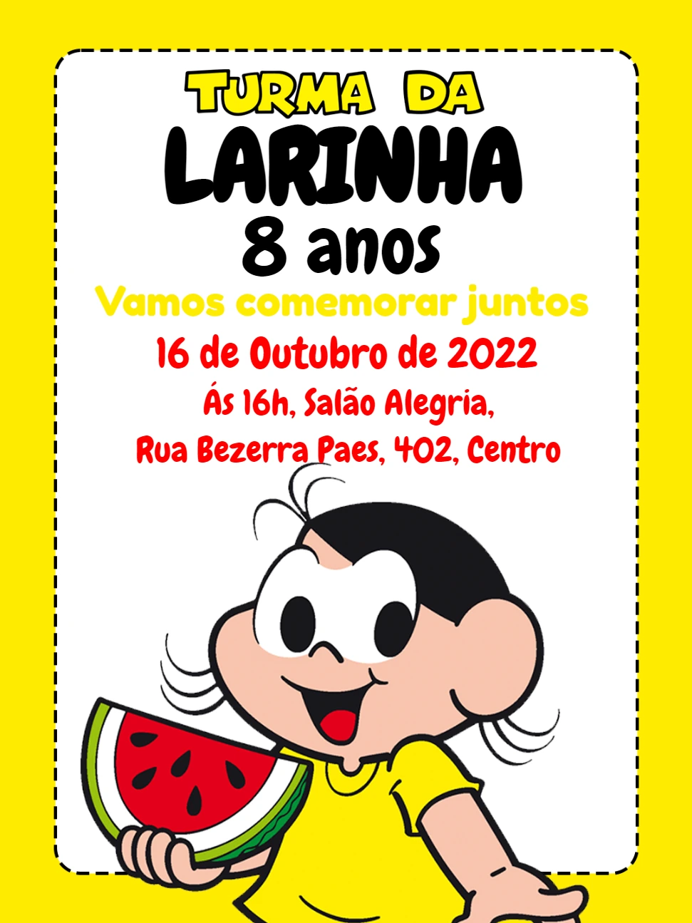 Convite de Aniversário Magali Turma da Mônica para Editar