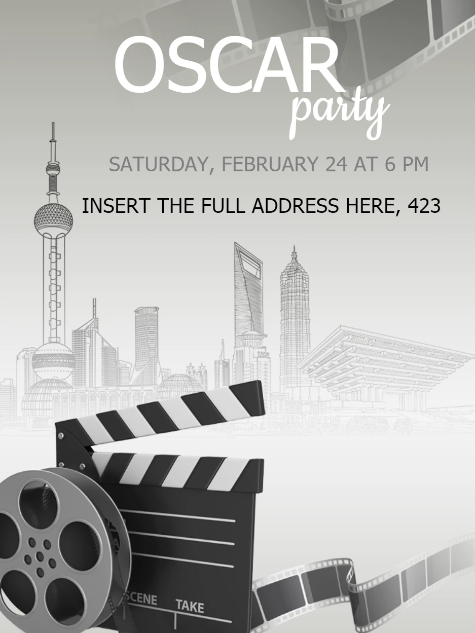 Oscar Party Invitation with Clapperboard to Edit Online