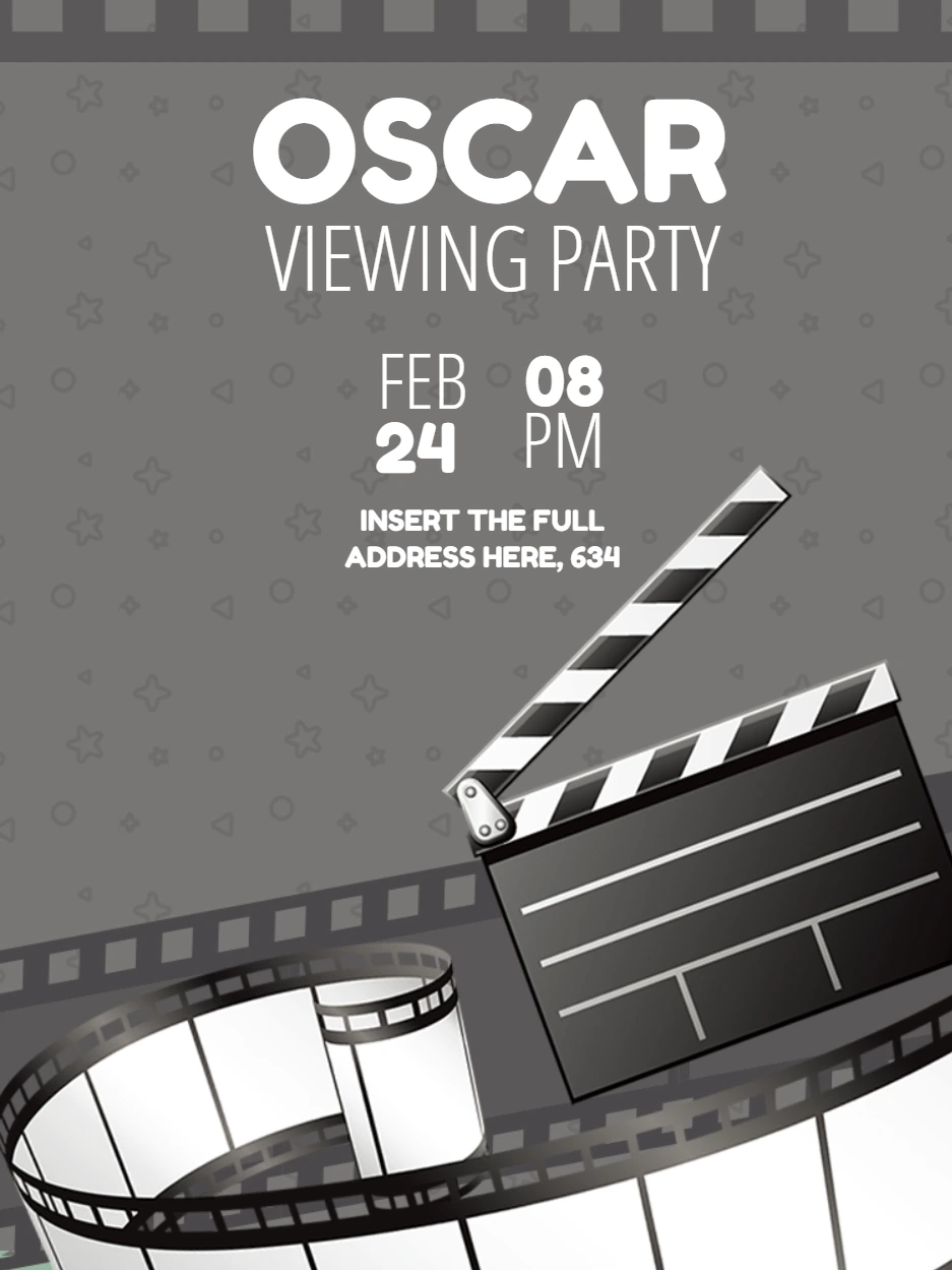 Editable Oscar Viewing Party Invitation with Film Elements