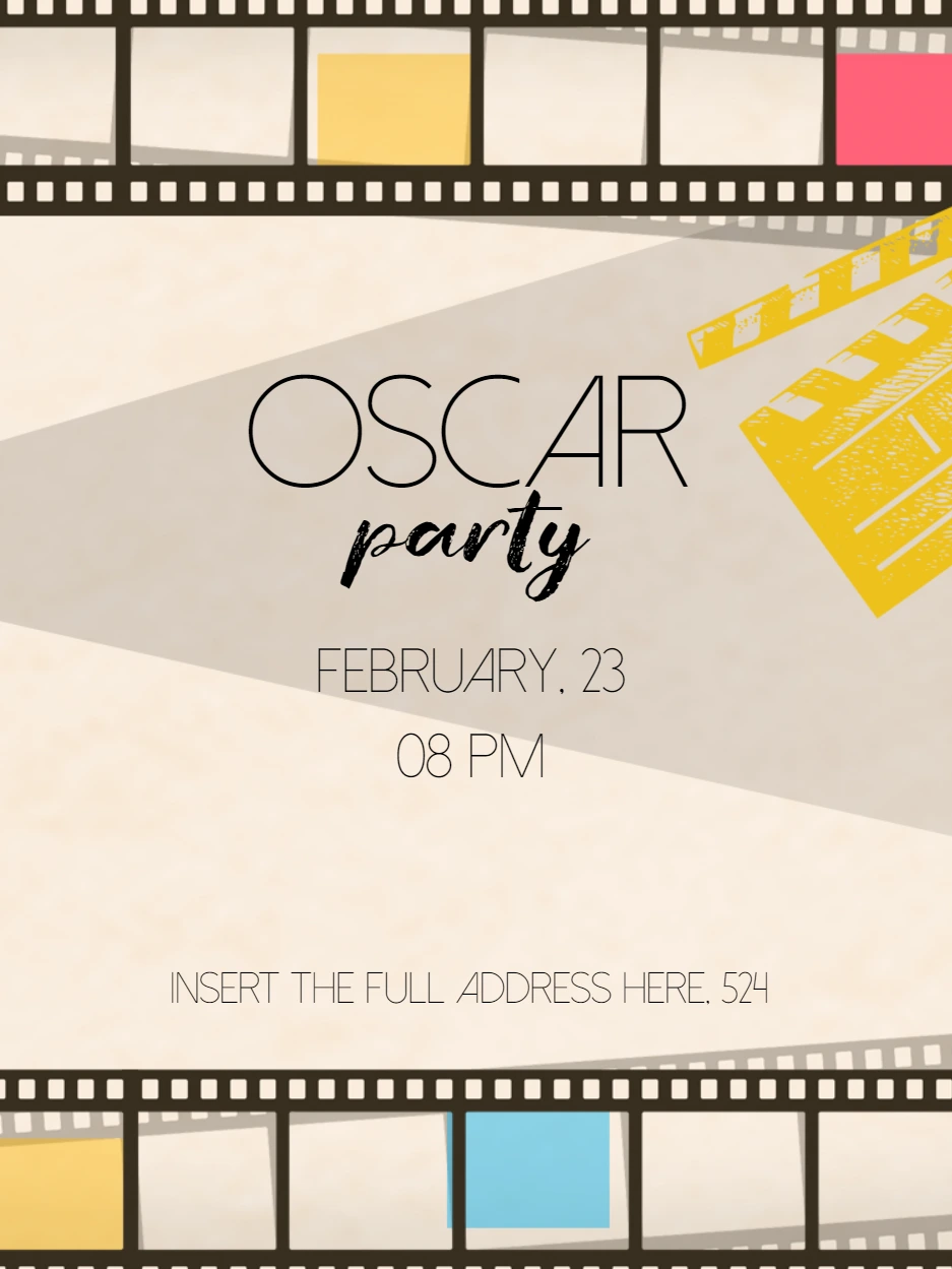Awards Night Party Invitation with Film Theme to Edit Online