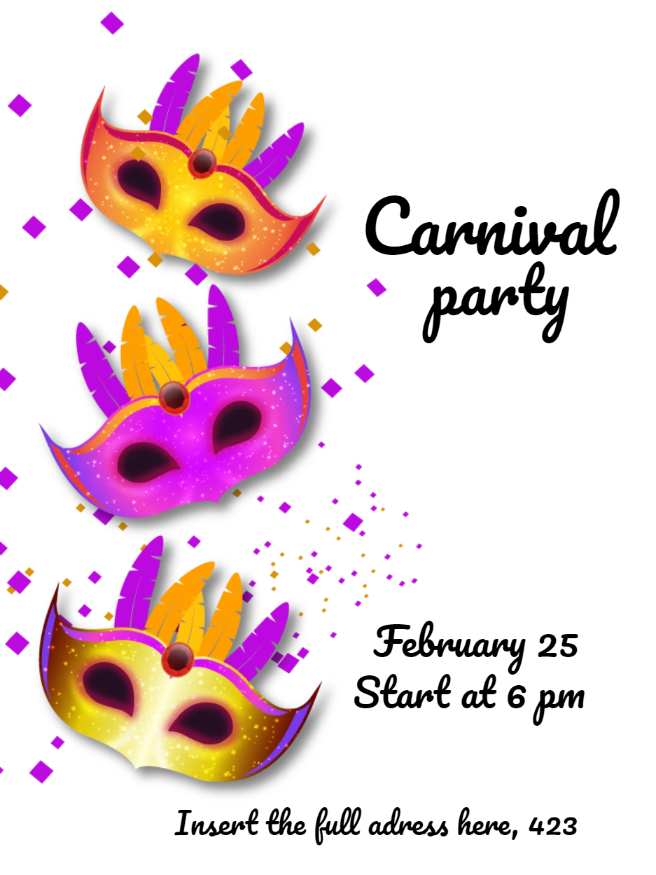 Colorful Carnival Masks Invitation to Edit Online