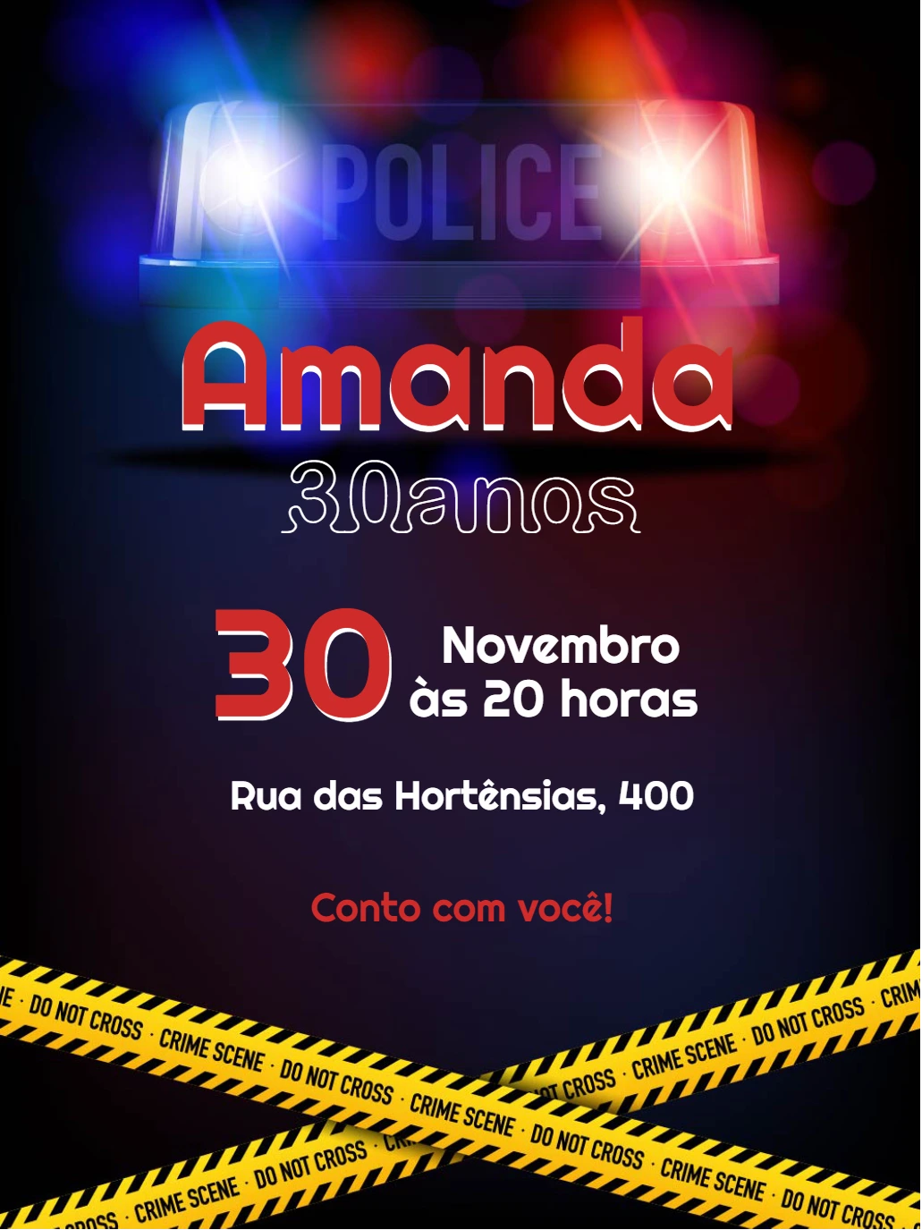 Convite de Aniversário Policial para Editar Online e Imprimir