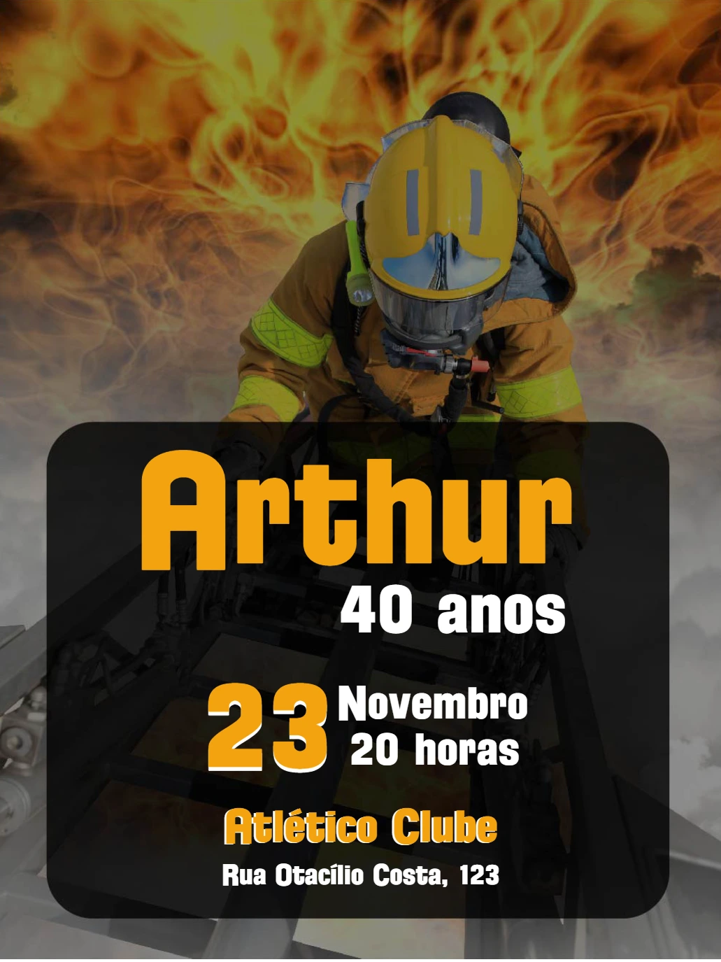 Convite de Aniversário Bombeiros Heróis para Editar Online