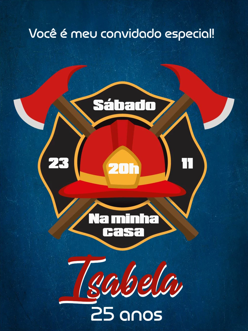 Convite de Aniversário Bombeiros para Editar Online