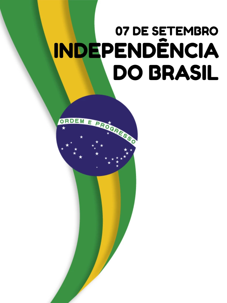 Post Independência do Brasil com Bandeira para Editar Online