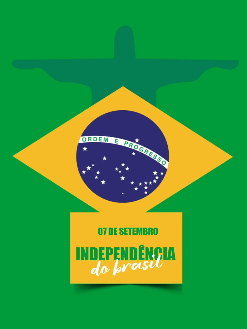Post da Independência do Brasil com Bandeira para Editar Online
