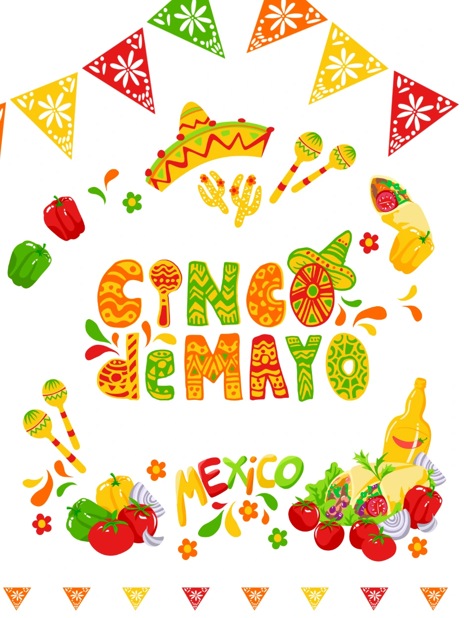 Plantilla para Fiesta Mexicana con íconos coloridos para Editar