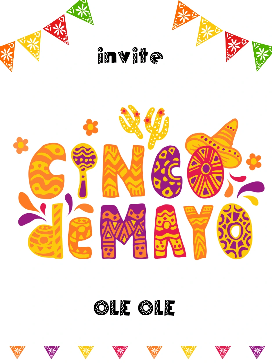 Invitación de Cinco de Mayo con elementos festivos para Editar