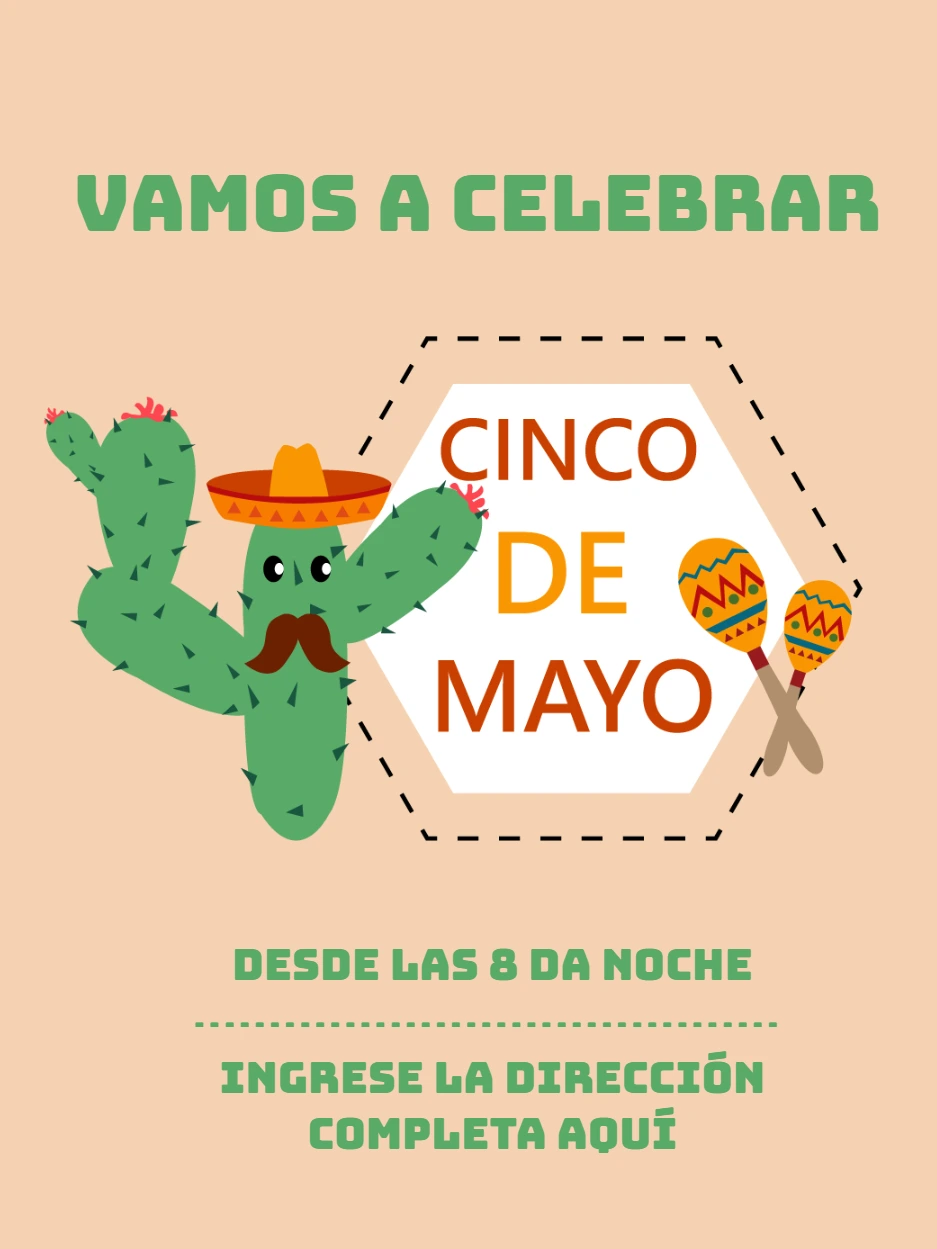 Invitación de Cinco de Mayo con Cactus para Editar Online