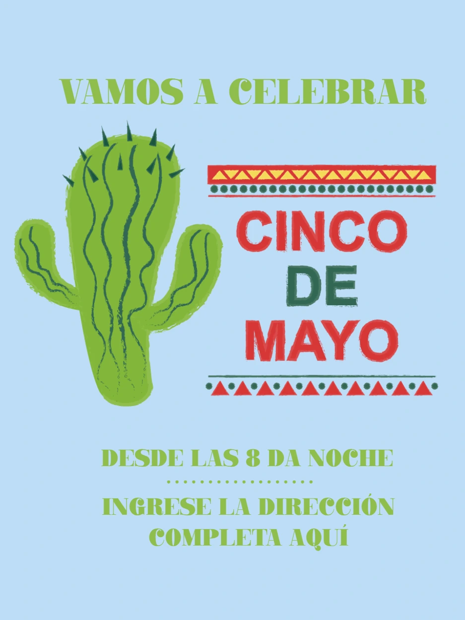 Invitación Fiesta Cinco de Mayo con Cactus Editable Online