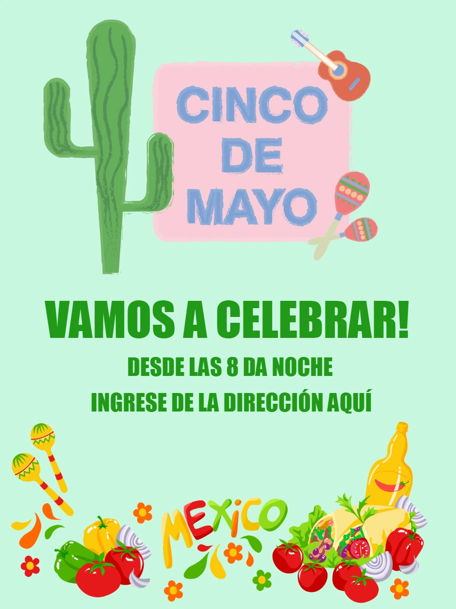 Invitación de Cinco de Mayo con Cactus y Fiesta para Editar Online