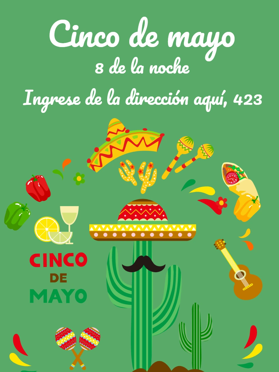 Invitación de Cinco de Mayo con cactus y fiesta para Editar