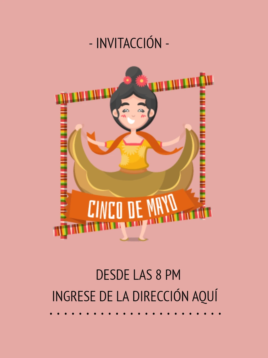 Invitación de Cinco de Mayo con Bailarina para Editar Online