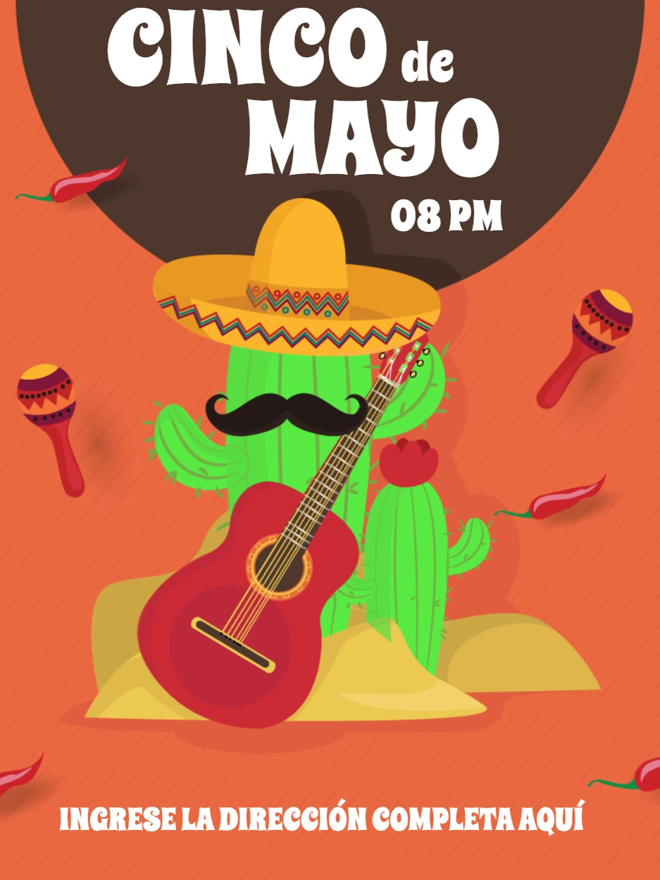 Invitación de Cinco de Mayo con Cactus para Editar Online