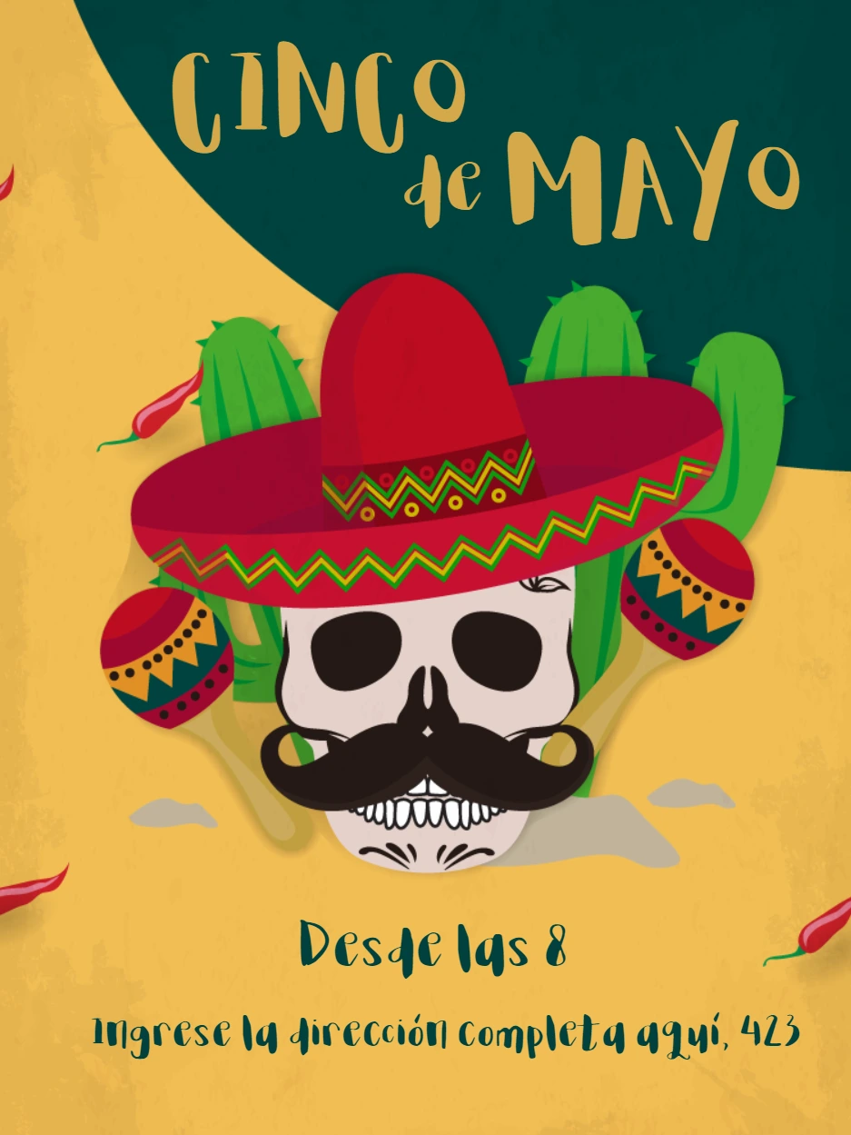 Invitación de Cinco de Mayo con Calavera para Editar Online