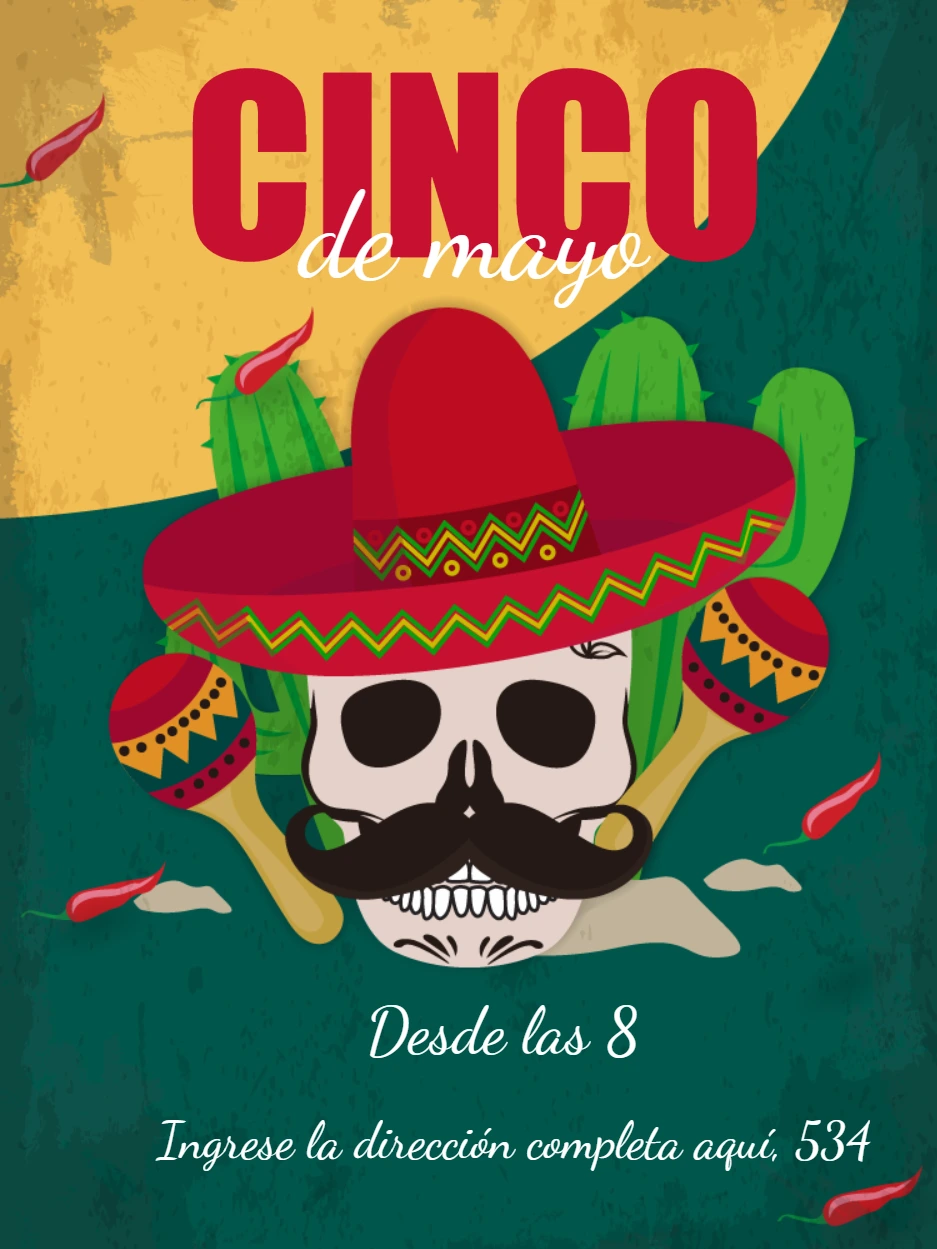 Invitación de Cinco de Mayo con Calavera para Editar Online