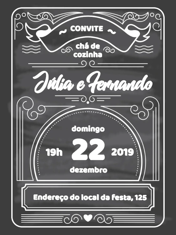 Convite Chá de Cozinha Quadro Negro para Editar Online
