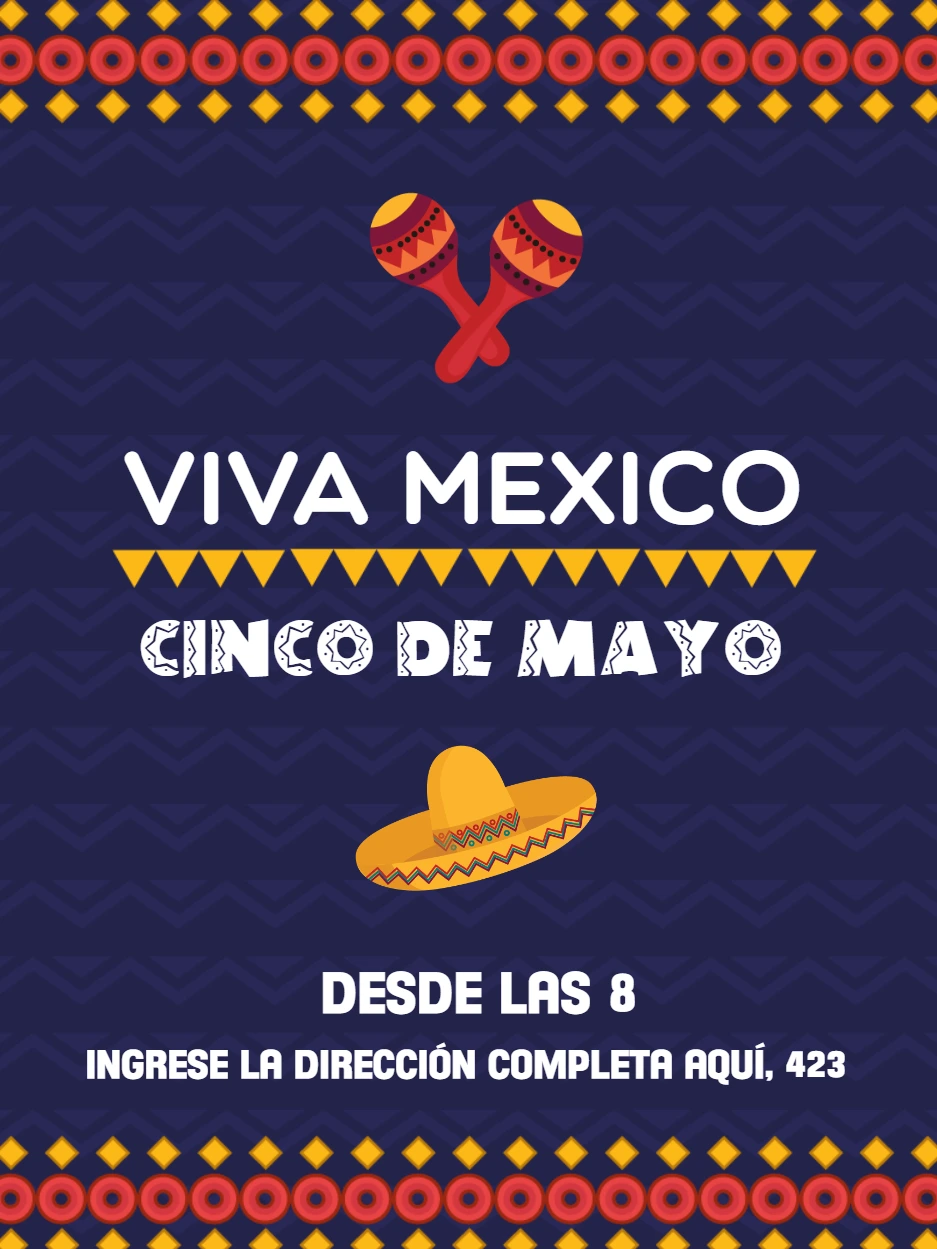 Invitación Editable de Cinco de Mayo para Fiesta Mexicana