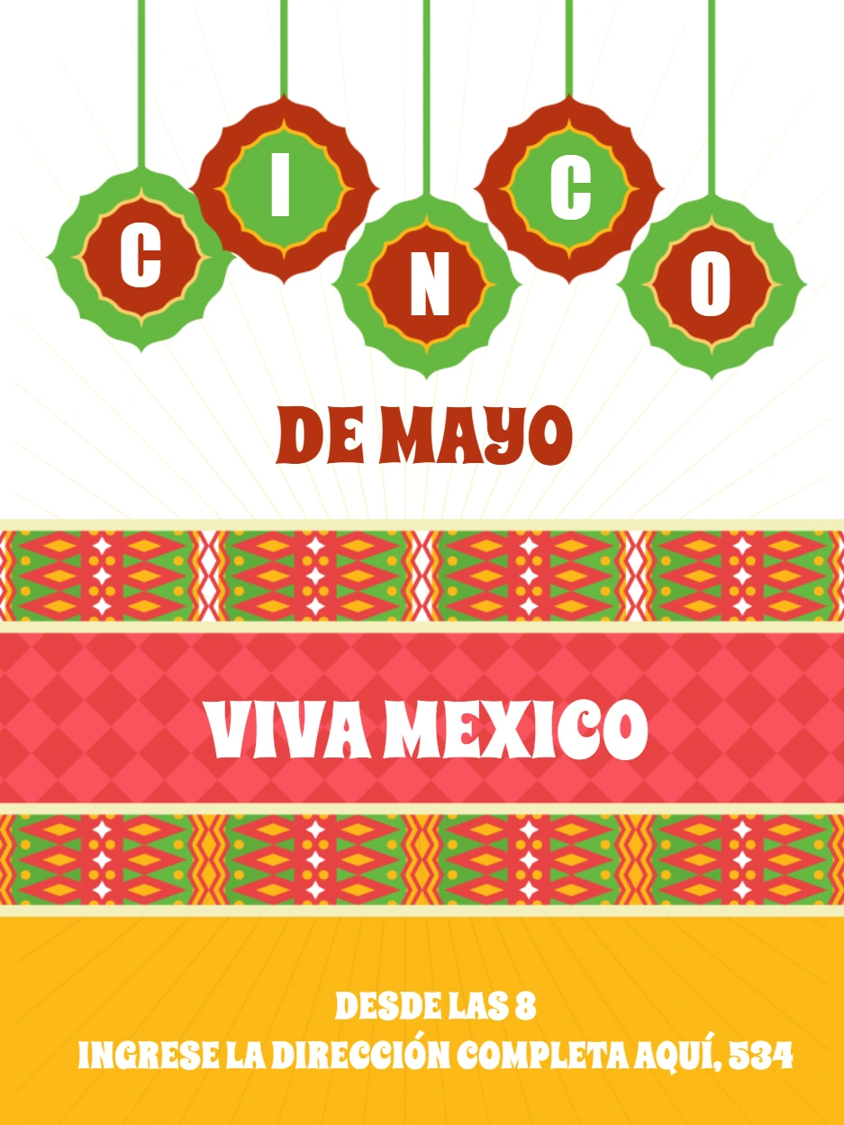 Convite Editável Online para Festa Mexicana Cinco de Mayo