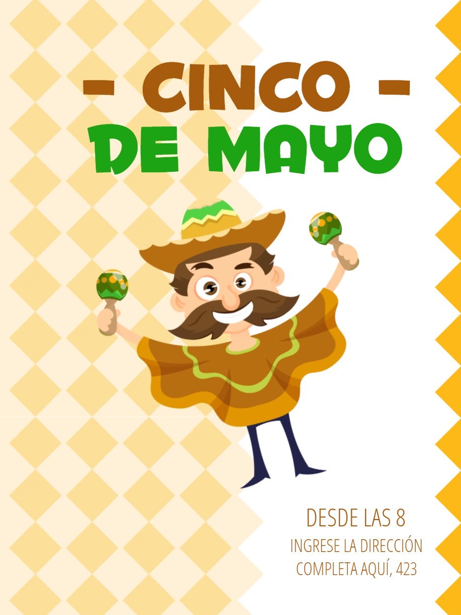 Convite Cinco de Mayo com Personagem para Editar Online