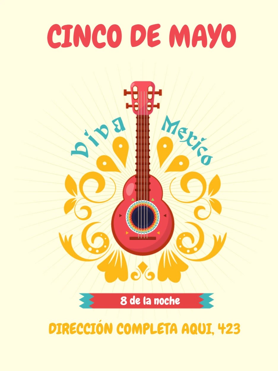 Invitación de Cinco de Mayo con Guitarra para Editar Online