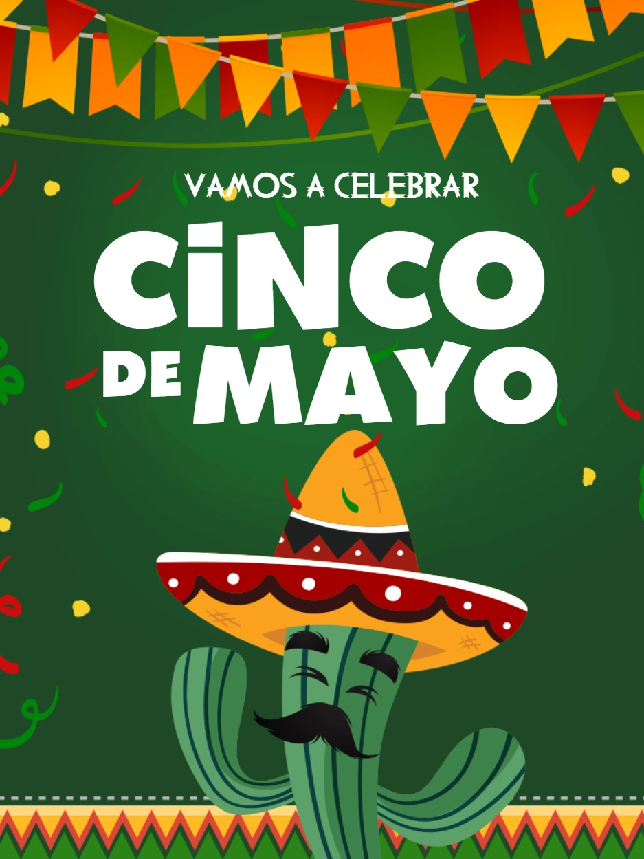 Convite de Festa Cinco de Mayo com Cacto para Editar Online