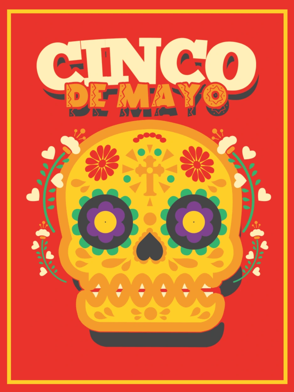 Post de Cinco de Mayo com Caveira Mexicana para Editar Online