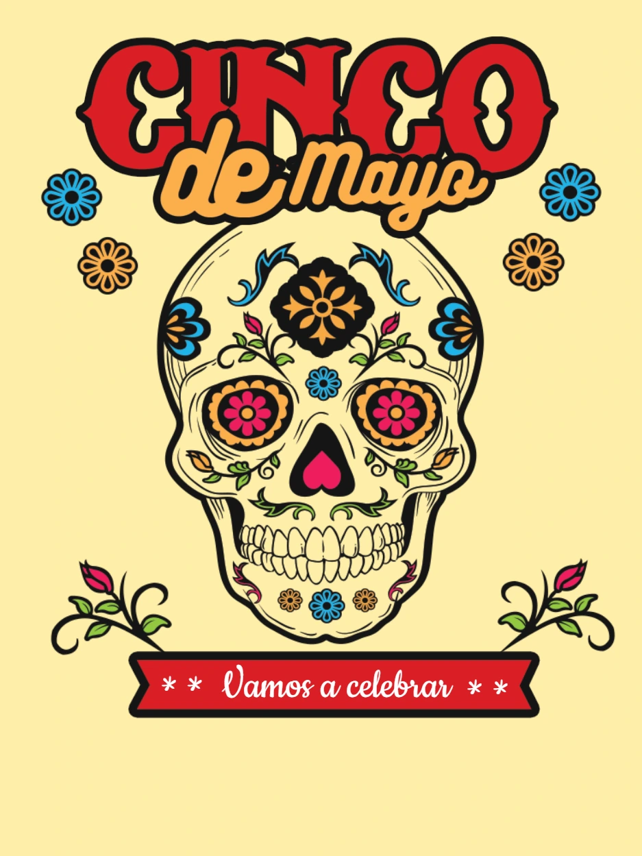 Post Festa Mexicana com Caveira Colorida para Editar Online