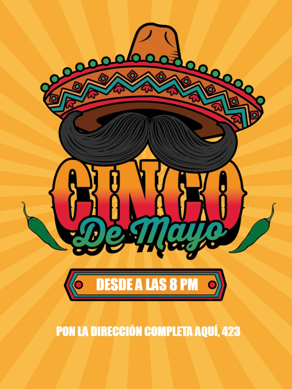 Convite Festa Mexicana Cinco de Mayo com Sombrero para Editar Online