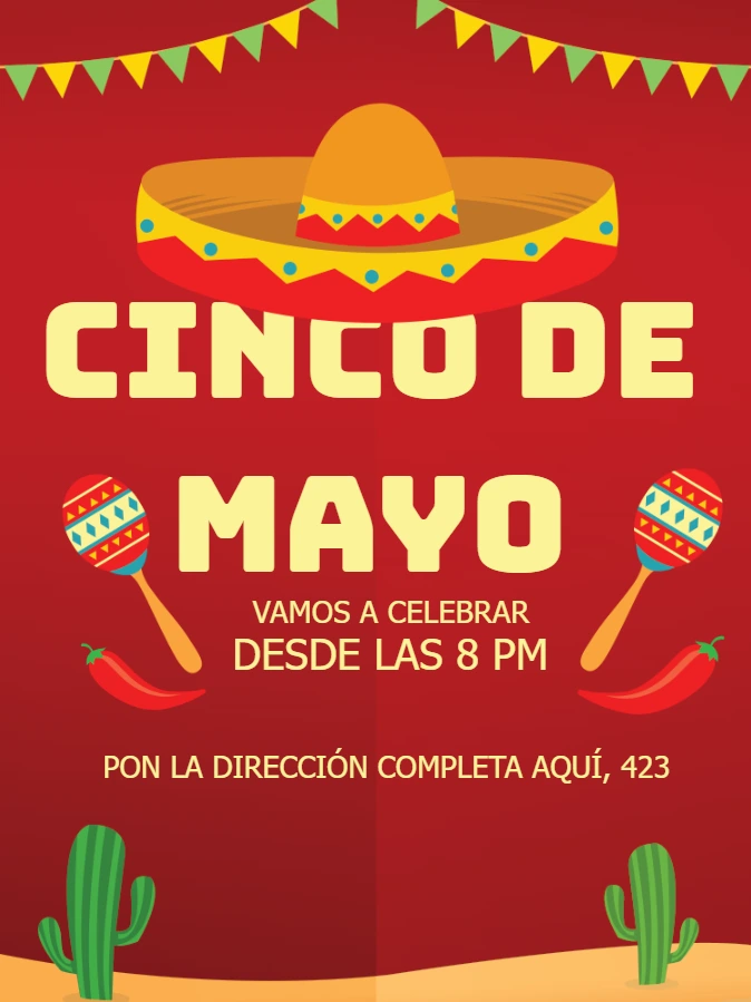 Convite de Cinco de Mayo com Sombrero para Editar Online