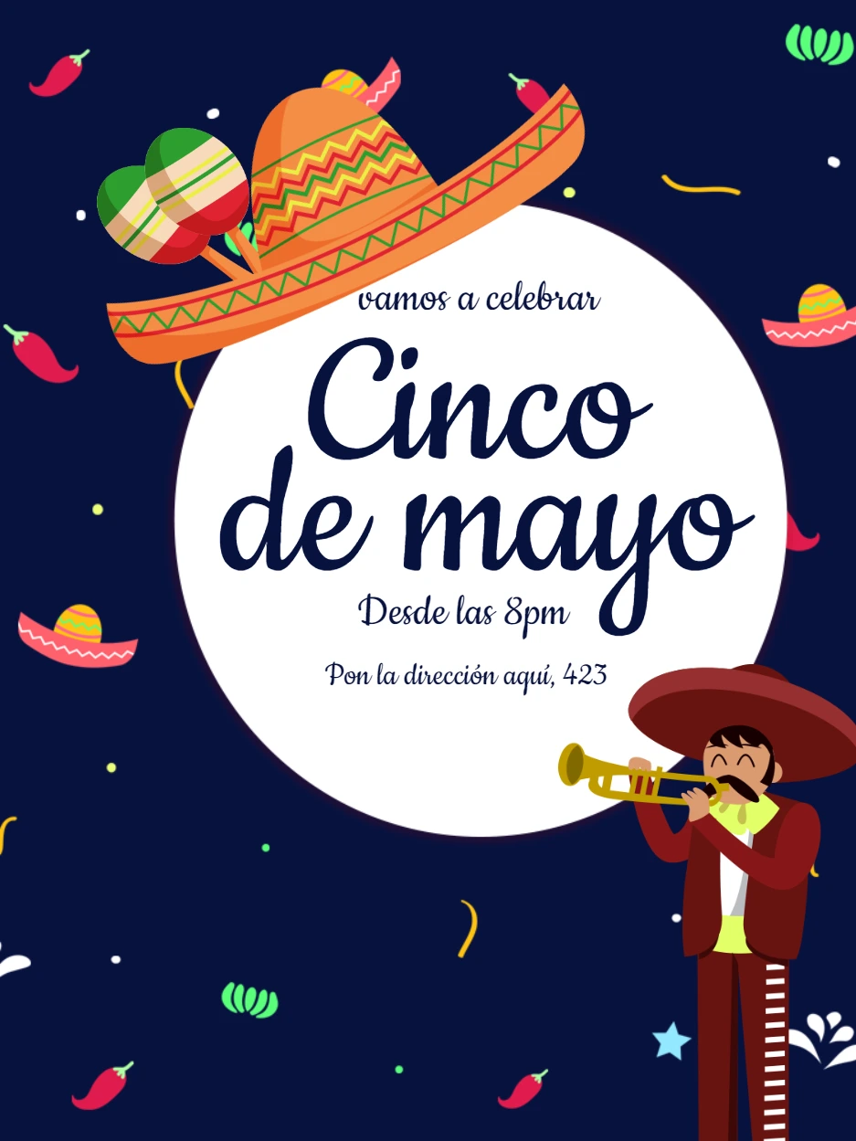 Convite Festa Mexicana Cinco de Mayo para Editar Online