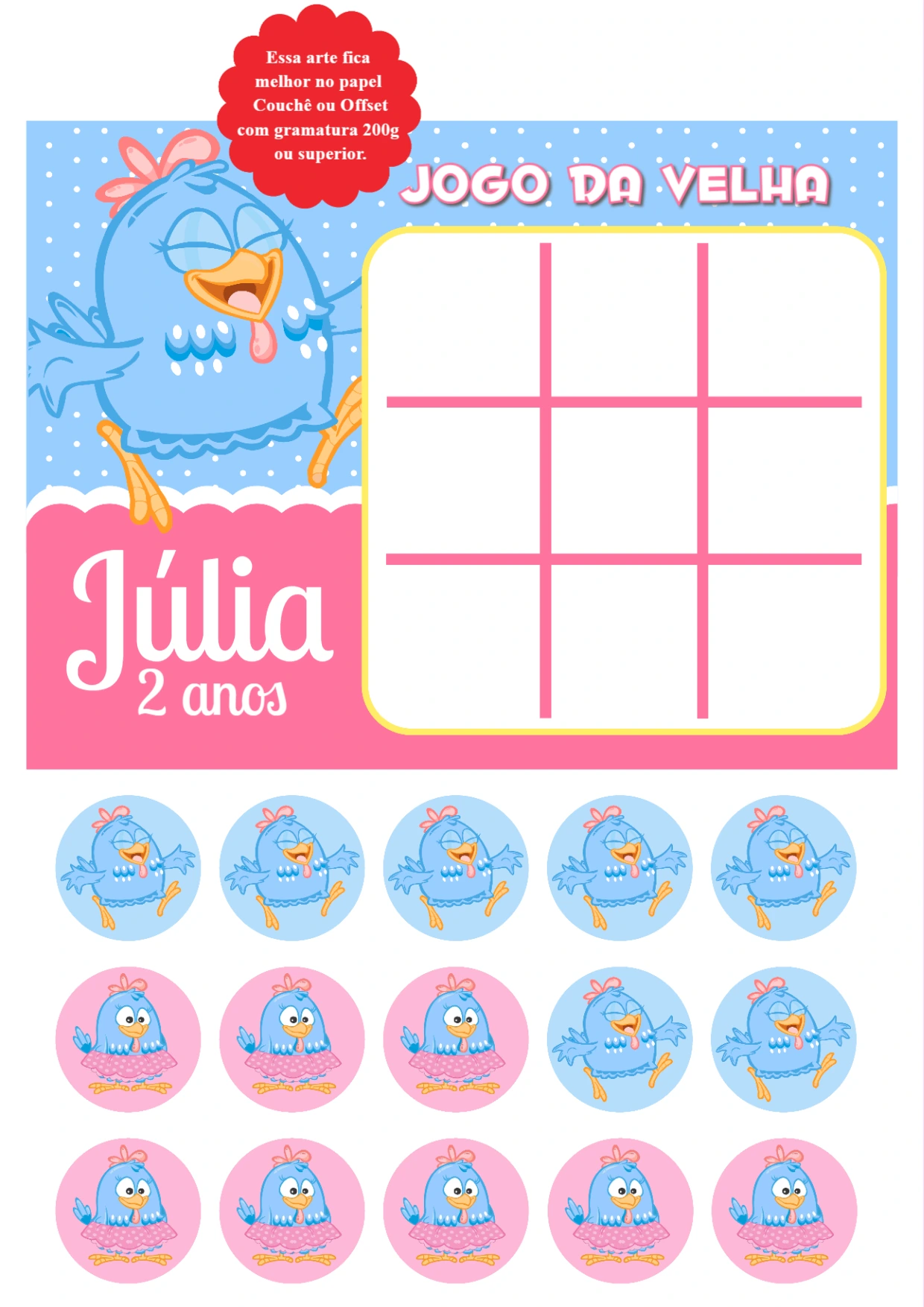 Jogo da Velha Galinha Pintadinha para Editar e Imprimir