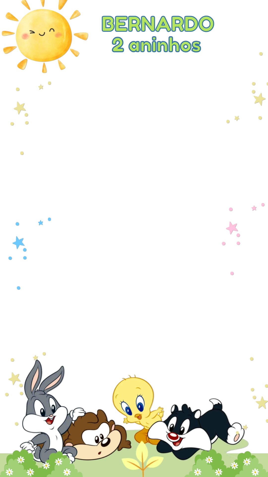 Moldura de Aniversário Baby Looney Tunes para Editar Online
